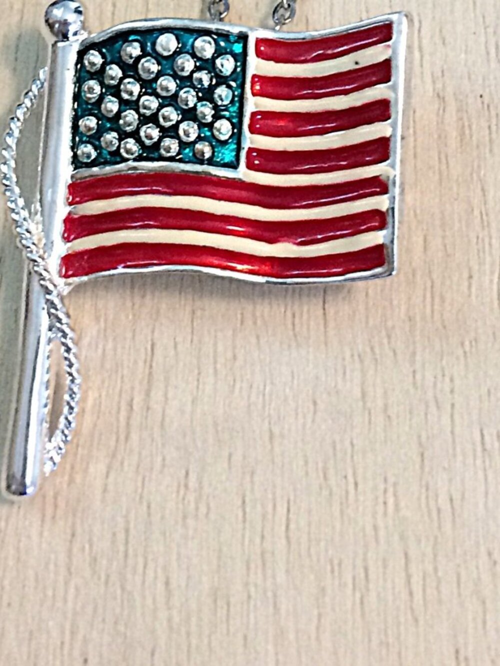 2 Vintage NOS Flag brooch pins and pendants add your chain